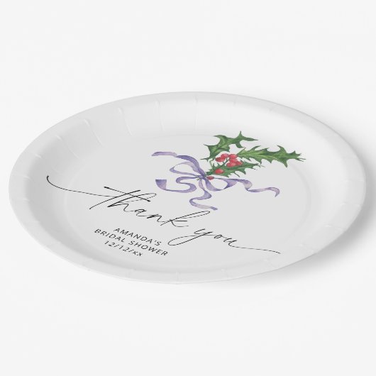 Kerst holly tak vrijgezellenfeest papieren bordje (Gekanteld)