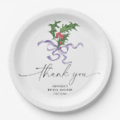 Kerst holly tak vrijgezellenfeest papieren bordje (Voorkant)