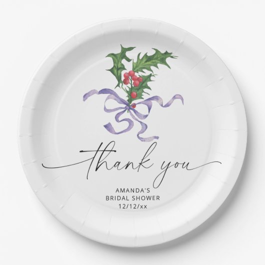 Kerst holly tak vrijgezellenfeest papieren bordje (Voorkant)