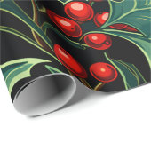 Kerst Holly takken en bessen Cadeaupapier (Rol Hoek)