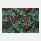 Kerst Holly takken en bessen Theedoek (Horizontaal)