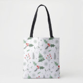 Kerst Holly & Tree Canvas tas (Voorkant)