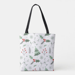 Kerst Holly & Tree Canvas tas