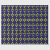 Kerst Holly twig op donkerblauw Cadeaupapier (Vlak)