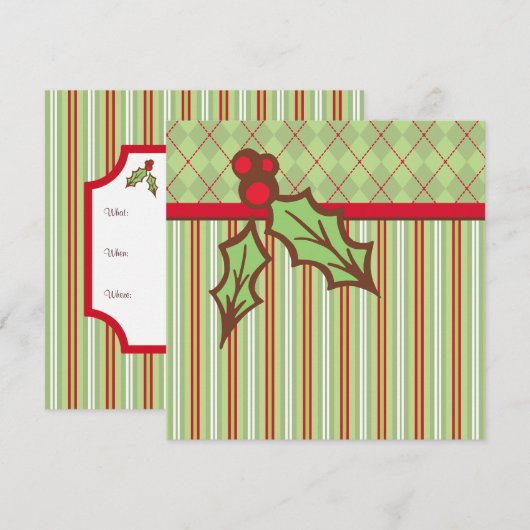 Kerst Holly Uitnodigingen (Voorkant / Achterkant)