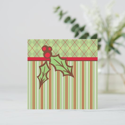 Kerst Holly Uitnodigingen (Staand voorkant)