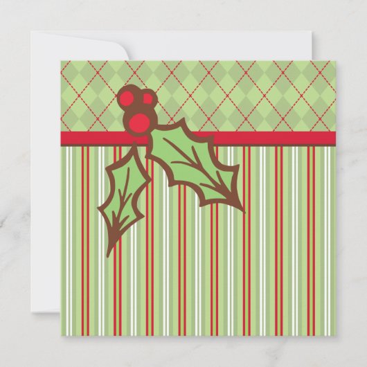 Kerst Holly Uitnodigingen (Voorkant)