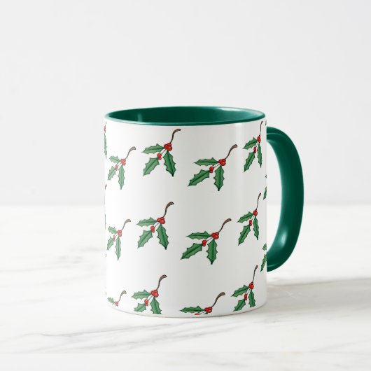 Kerst Holly Vakantie Koffiekop Mok (Voorkant rechts)