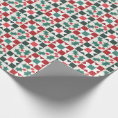 Kerst Holly verlaat Geo Quilt Cadeaupapier (Hoek)