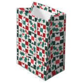 Kerst Holly verlaat Geo Quilt Medium Cadeauzakje (Voorkant Gekanteld)