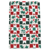 Kerst Holly verlaat Geo Quilt Medium Cadeauzakje (Voorkant)