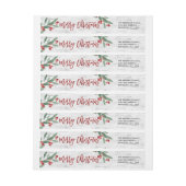 Kerst Holly Waterverf vakantie retour adres (Vel)