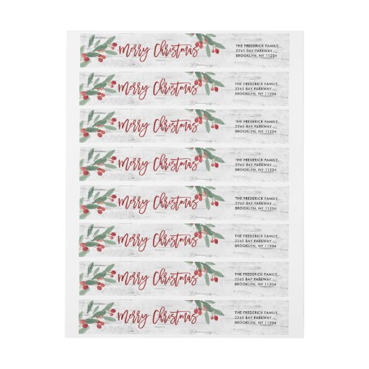 Kerst Holly Waterverf vakantie retour adres (Vel)