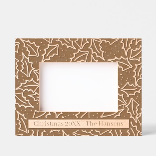 kerst Holly Wooden Gegraveerde Lijstjes (Voorkant)