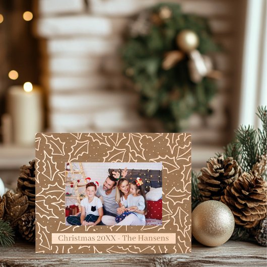  kerst Holly Wooden Gegraveerde Lijstjes