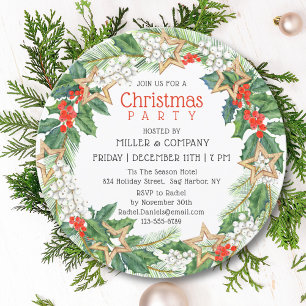 Kerst Holly Wreath Corporate Kerstfeest Kaart