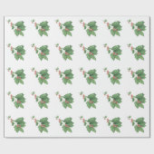 Kerst Holly Wreath Pattern Cadeaupapier (Vlak)