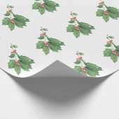 Kerst Holly Wreath Pattern Cadeaupapier (Hoek)