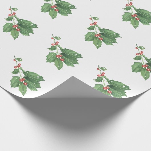 Kerst Holly Wreath Pattern Cadeaupapier (Hoek)
