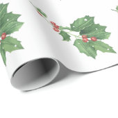 Kerst Holly Wreath Pattern Cadeaupapier (Rol Hoek)