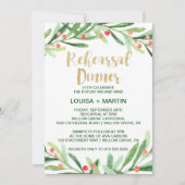 Kerst Holly Wreath Rehearsal Dinner Kaart (Voorkant)