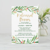 Kerst Holly Wreath Rehearsal Dinner Kaart (Staand voorkant)