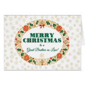 Kerst Holly Wreath, schoonbroer, Snowflakes (Voorkant Horizontaal)