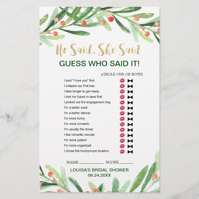 Kerst Holly Wreath "Wedding Word Search"-spel (Voorkant)