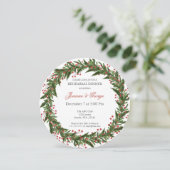 Kerst Holly Wreath Winter Rehearsal Dinner Kaart (Staand voorkant)