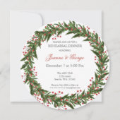 Kerst Holly Wreath Winter Rehearsal Dinner Kaart (Voorkant)