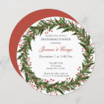 Kerst Holly Wreath Winter Rehearsal Dinner Kaart<br><div class="desc">Kerstmis Holly Wreath Winter Rehearsal Dinner Invitations</div>