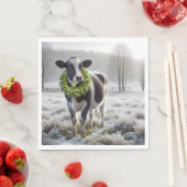 Kerst Holstein Koe Het dragen van een krans Servet (Insitu)