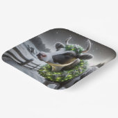 Kerst Holstein Koe met gloeiende krans Papieren Bordje (Gebogen)