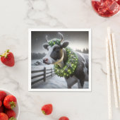 Kerst Holstein Koe met gloeiende krans Servet (Insitu)