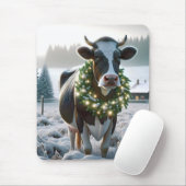 Kerst Holstein Koe met krans Muismat (Met muis)