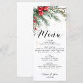 Kerst Holy Berry Wedding Menu Kaart (Voorkant / Achterkant)