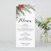 Kerst Holy Berry Wedding Menu Kaart (Staand voorkant)