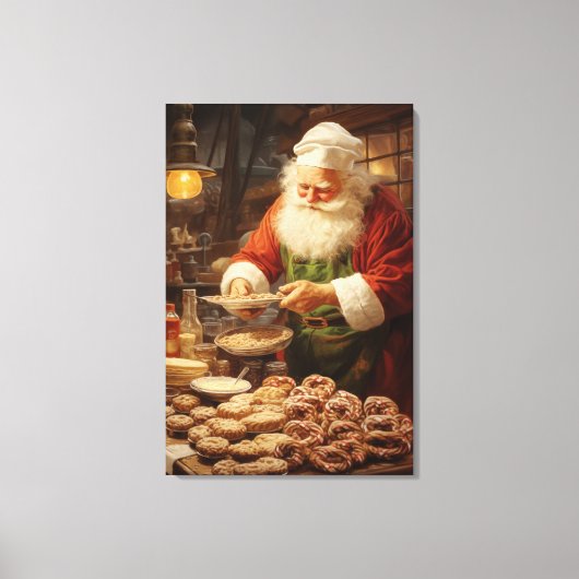 Kerst home decor Santa bakken koekjes Canvas Afdruk (Voorkant)
