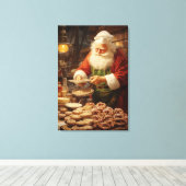 Kerst home decor Santa bakken koekjes Canvas Afdruk (Insitu (Houten vloer))
