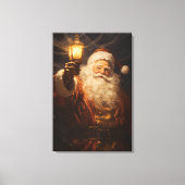 Kerst home decor Santa met lantaarn Canvas Afdruk (Voorkant)