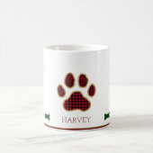 Kerst Hond Bone Paw Print Buffel Plaid Check Koffiemok (Center)