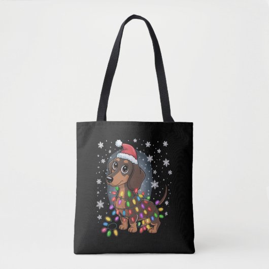 Kerst hond dachshund kerstman Kerst Wiener Tote Bag (Voorkant)