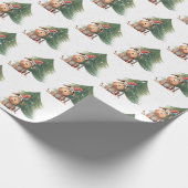 Kerst Hond en Pine In Sneeuwvlokken Cadeaupapier (Hoek)