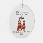 Kerst Hond Familie van Drie Keramisch Ornament (Rechts)