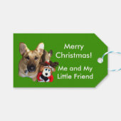Kerst Hond Foto & Rendier Speelgoed Gift Label Cadeaulabel (Voorkant (Horizontaal))