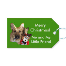 Kerst Hond Foto & Rendier Speelgoed Gift Label