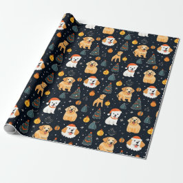 Kerst Hond Honden Vakantie Kerstboom patroon Cadeaupapier