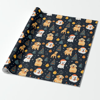 Kerst Hond Honden Vakantie Kerstboom patroon Cadeaupapier