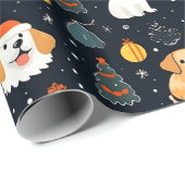 Kerst Hond Honden Vakantie Kerstboom patroon Cadeaupapier (Rol Hoek)