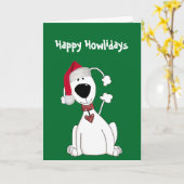 Kerst hond humor op groen kaart (Gele Bloem)